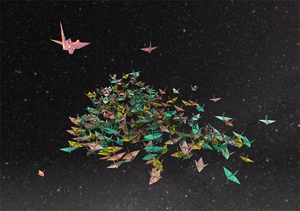 Flock of paper cranes